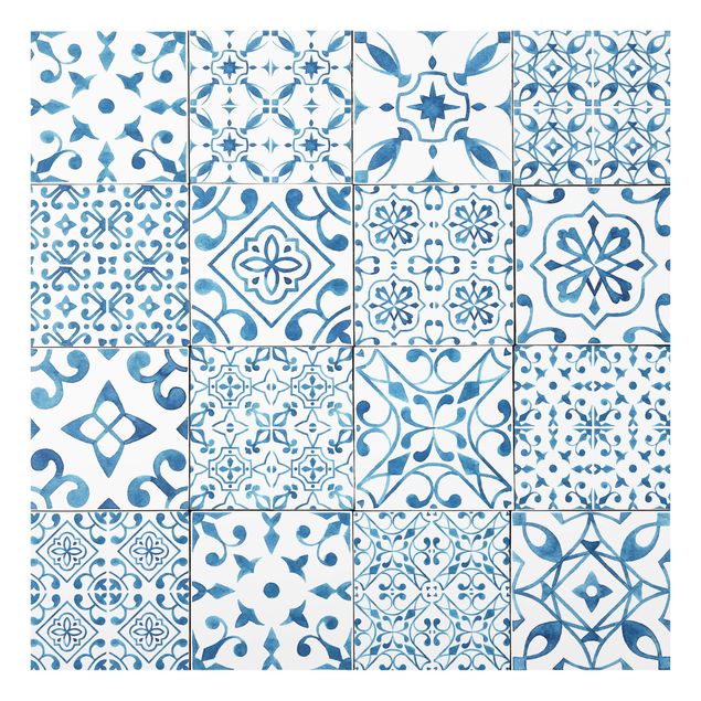 Paraspruzzi cucina Pattern Piastrelle Blu Bianco