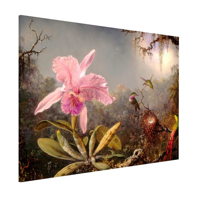 Stampe quadri famosi Martin Johnson Heade - Orchidea e tre colibrì