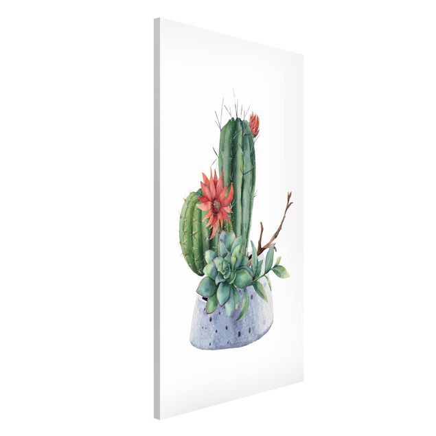 Lavagne magnetiche con fiori Illustrazione di cactus ad acquerello
