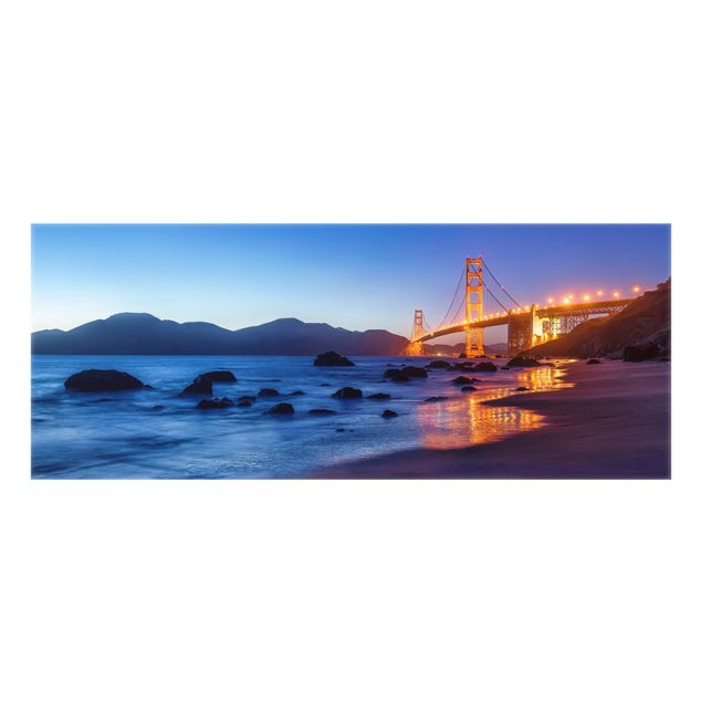 Paraschizzi in vetro - Golden Gate Bridge all'alba - Panorama 5:2