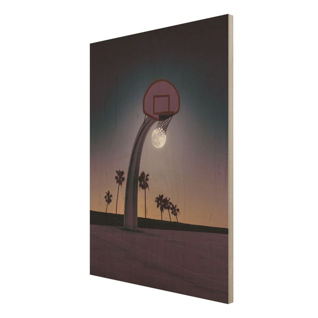 Stampe su legno Pallone da basket con luna