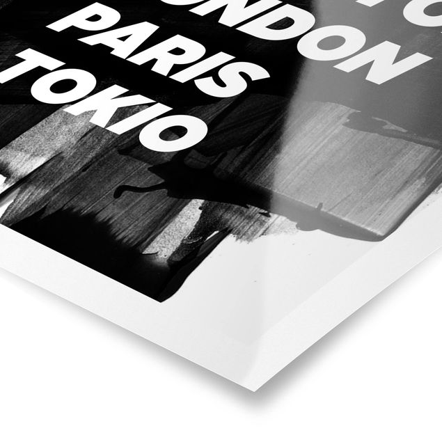 Poster bianco e nero Berlino New York Londra