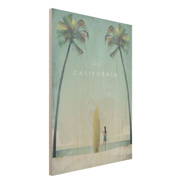 Quadri in legno con spiaggia Poster di viaggio - California