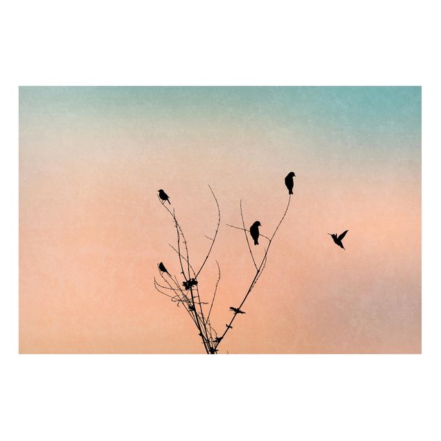Lavagne magnetiche con paesaggio Uccelli davanti al sole rosa II