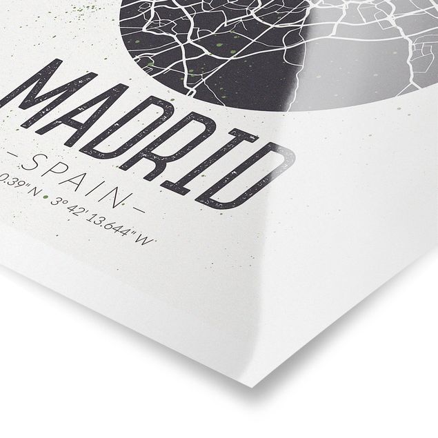 Quadri stampe Mappa di Madrid - Retrò