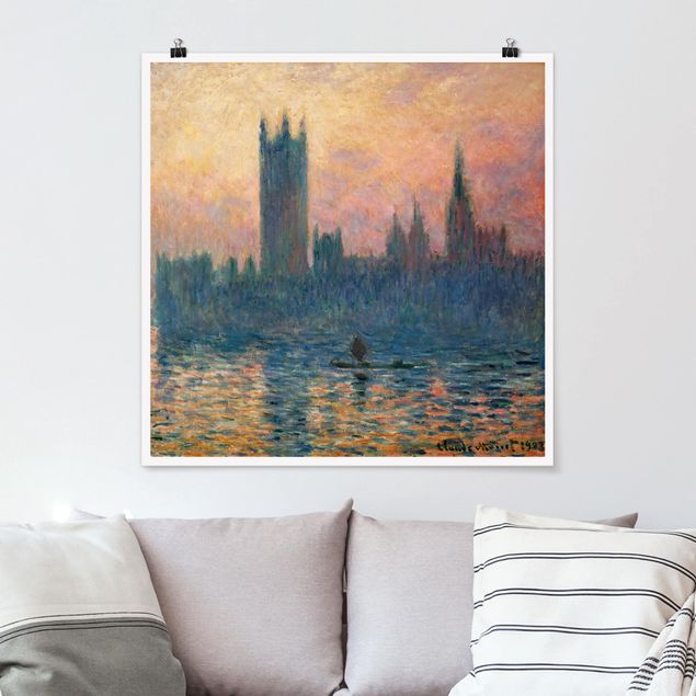 Stile di pittura Claude Monet - Tramonto a Londra
