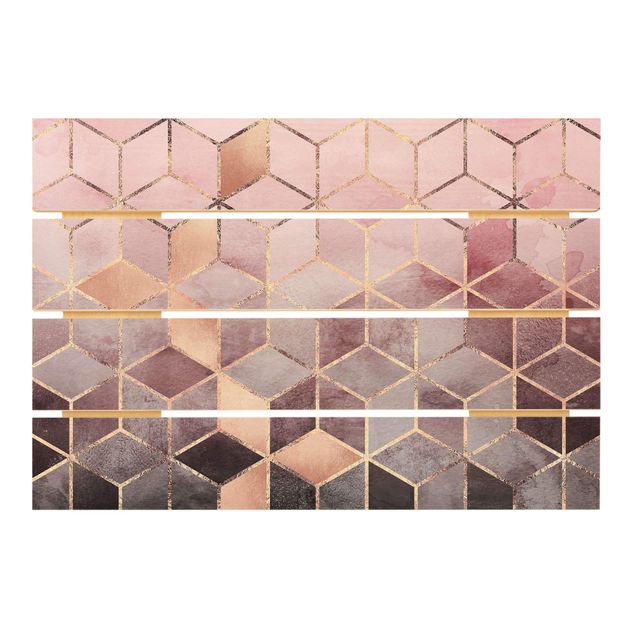 Stampe su legno Geometria dorata rosa-grigio