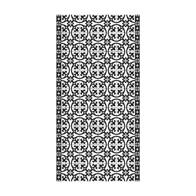 tappeto nero e bianco Mix di piastrelle geometriche Cerchi Nero