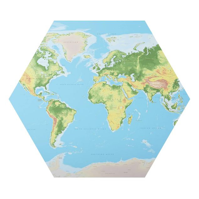 Quadri esagonali Mappa del mondo fisico