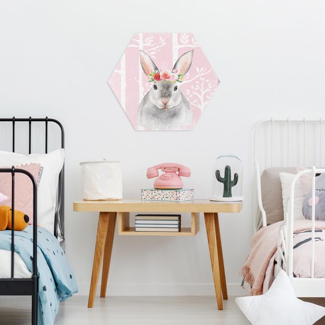 Riproduzione quadri famosi Coniglio acquerello rosa chiaro