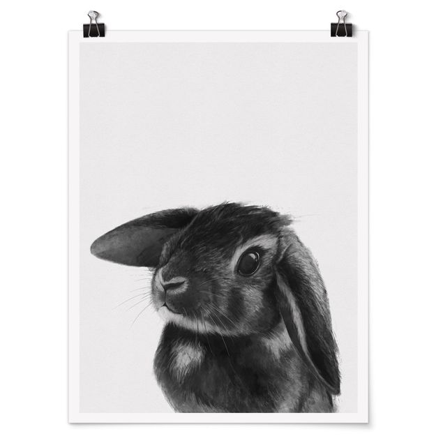 Poster bianco nero Illustrazione - Coniglio - Disegno in bianco e nero