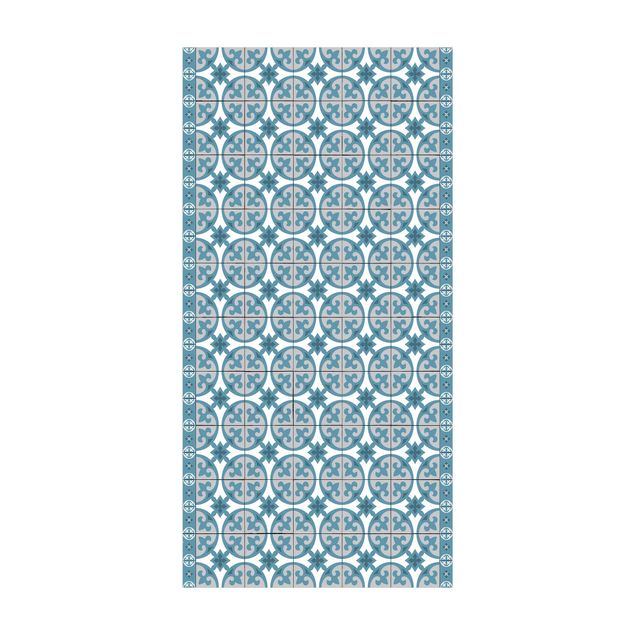 tappeti blu Mix di piastrelle geometriche Cerchi Blu Grigio