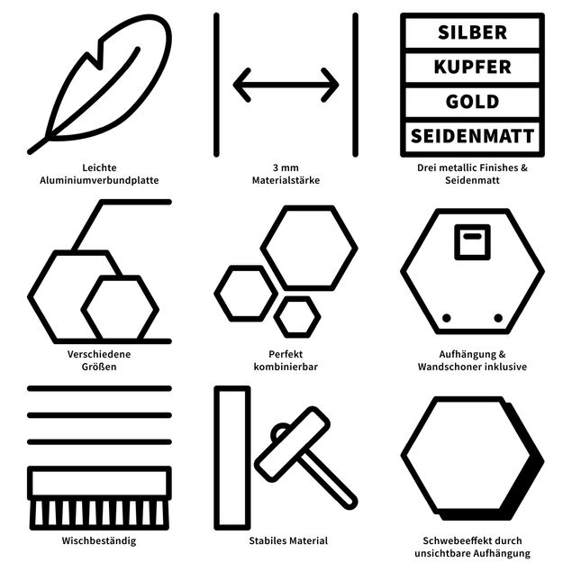 Esagono in Alluminio Dibond - Elisabeth Fredriksson - Golden Moon E Montagne geometriche