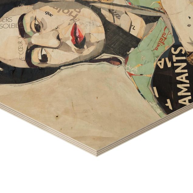 Esagono in legno - Frida Kahlo - Collage No.4