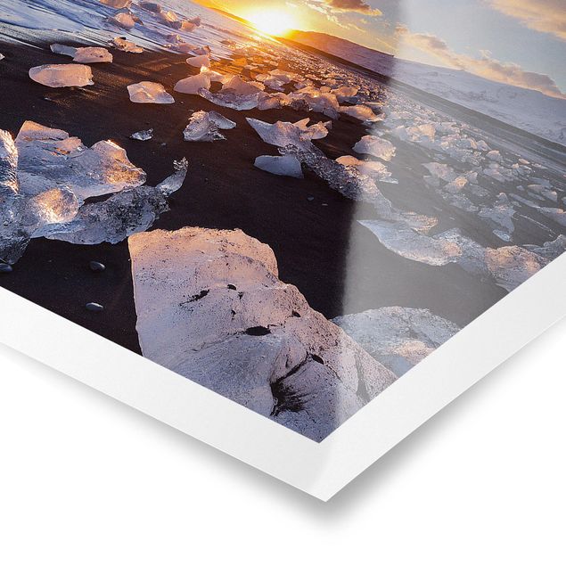 Quadri natura Pezzi di ghiaccio sulla spiaggia in Islanda