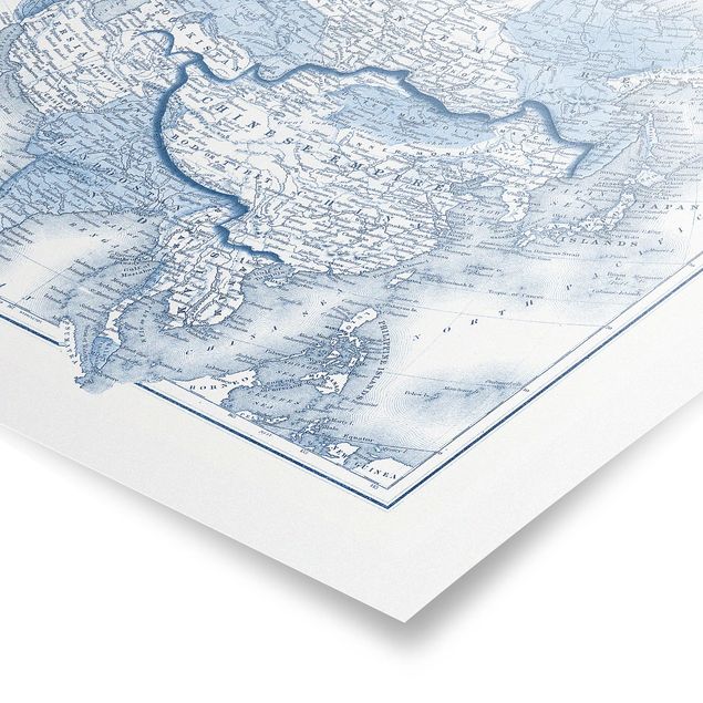 Quadri Mappa in toni blu - Asia
