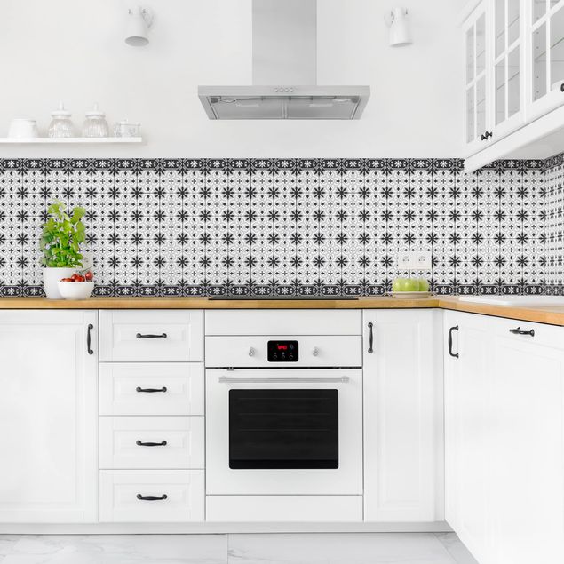 Rivestimento cucina bianco e nero Mix di piastrelle geometriche Croce Nero