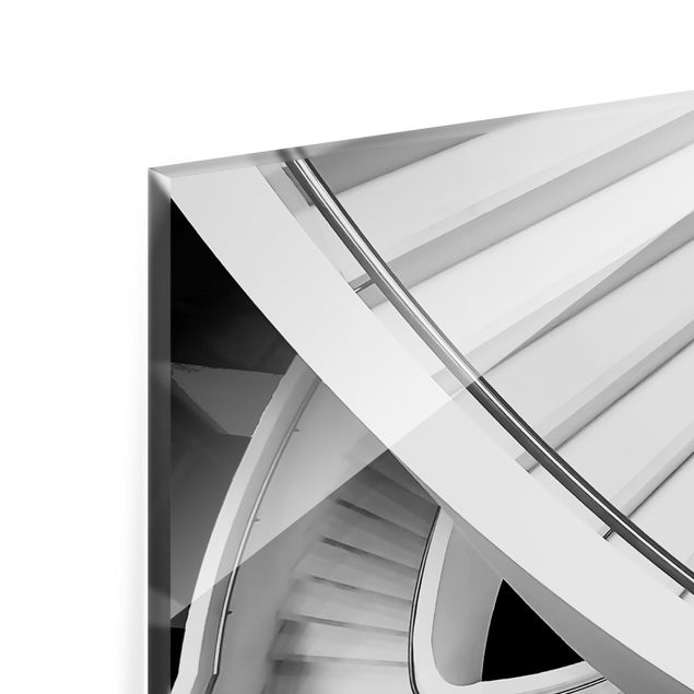 Paraschizzi in vetro - Architettura delle scale bianca e nera - Formato orizzontale 2:1