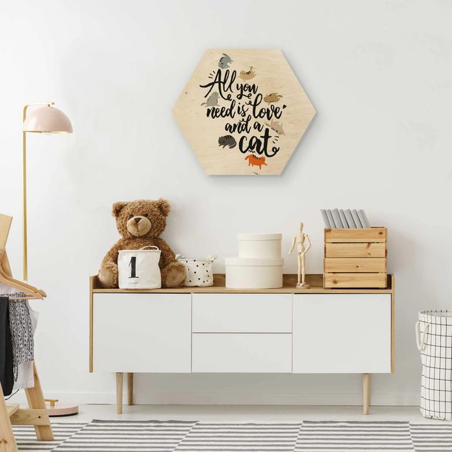 Stampe su legno All You Need Is Love And A Cat