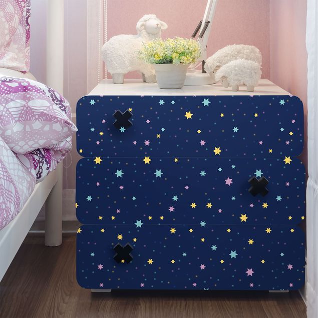 Decorazioni camera neonato Disegno di bambini notturni con stelle colorate