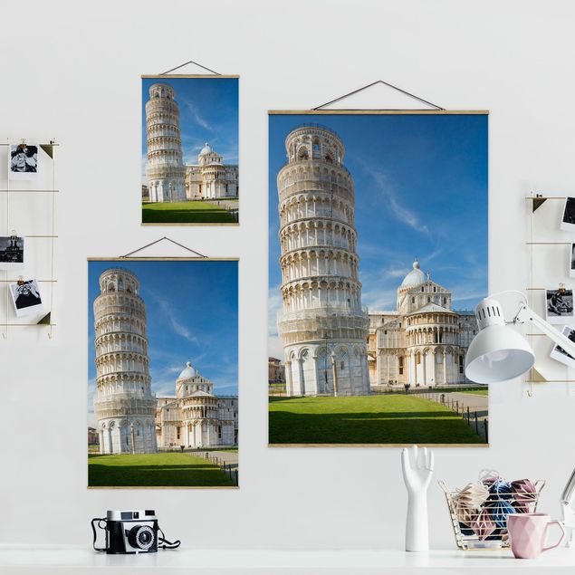 Foto su tessuto da parete con bastone - La torre pendente di Pisa - Verticale 3:2
