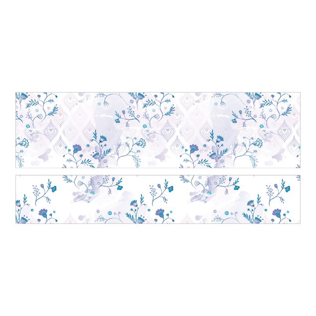 Carta adesiva per mobili IKEA - Malm Letto basso 160x200cm Blue Fantasy Pattern