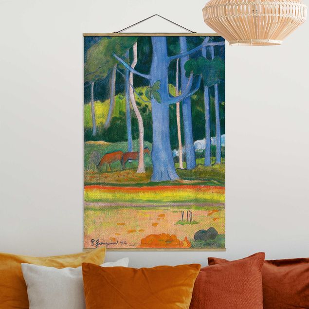 Riproduzioni Paul Gauguin - Paesaggio con tronchi d'albero blu