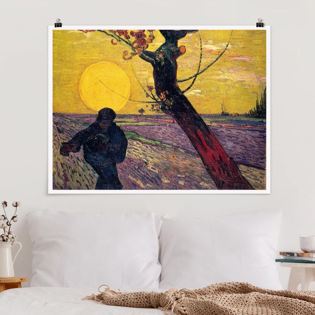 Quadri impressionisti Vincent Van Gogh - Seminatore con sole al tramonto