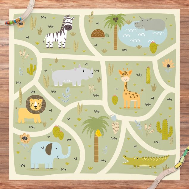 tappeto per terrazzo esterno Safari - Tanti animali diversi