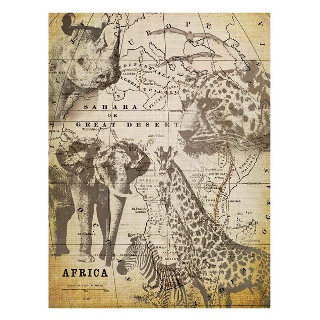 Quadri stile vintage Collage vintage - Animali selvatici in Africa