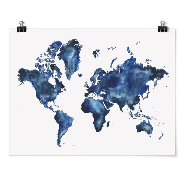 Poster - Water World Map Luce - Orizzontale 3:4