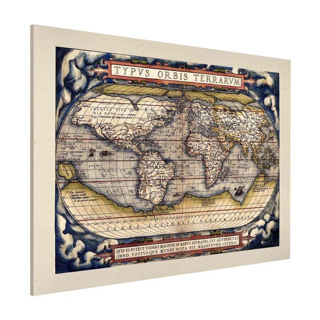 Quadro vintage Mappa del mondo storico Typus Orbis Terrarum