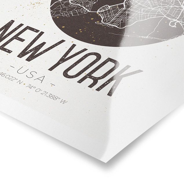 Quadri marroni Mappa di New York - Retrò