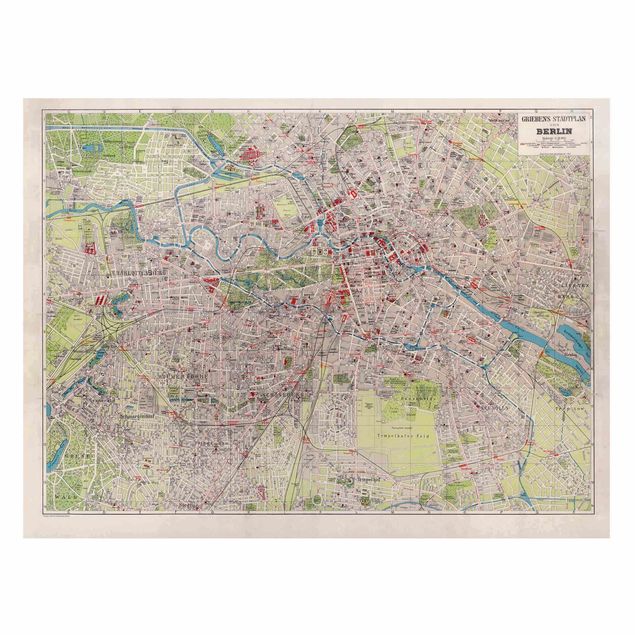 Lavagne magnetiche con architettura e skylines Mappa vintage Berlino
