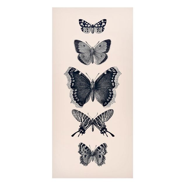 Quadri moderni per arredamento Farfalle d'inchiostro su sfondo beige