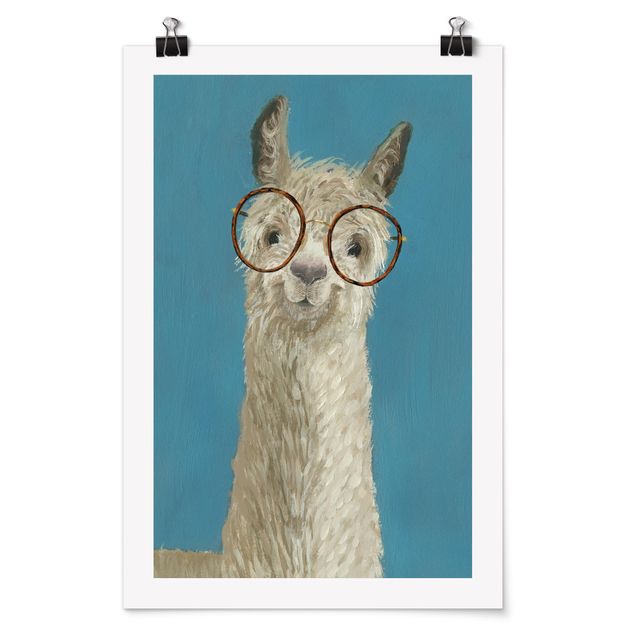 Poster animali Lama con occhiali I