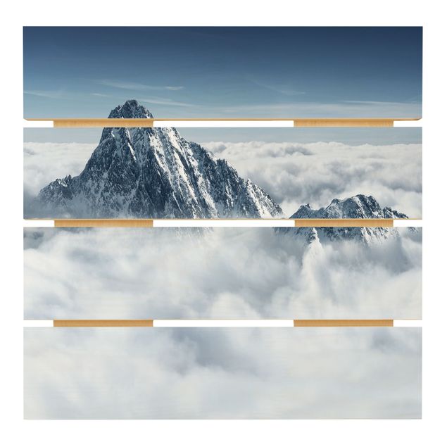 Stampa su legno - Le Alpi Sopra Le Nubi - Quadrato 1:1