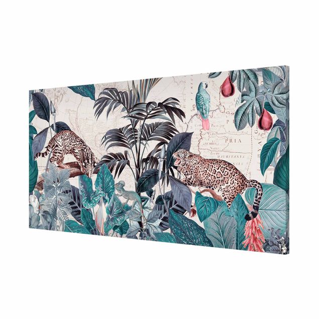 Lavagne magnetiche con fiori Collage vintage - Grandi felini nella giungla