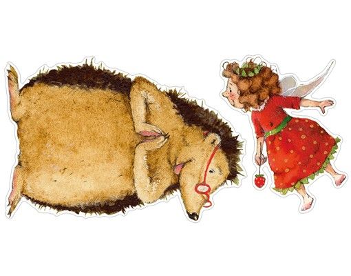 Stickers murali animali Set di adesivi "The Strawberry Fairy" - Con il riccio