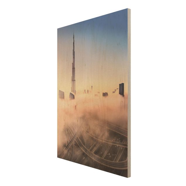 Stampe su legno Skyline di celeste di Dubai