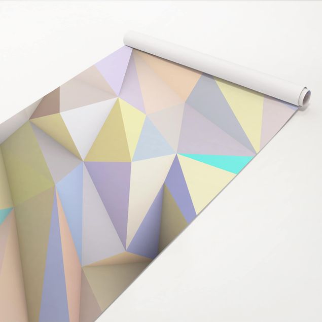 Carta per rivestire armadio Triangoli geometrici pastello in 3D