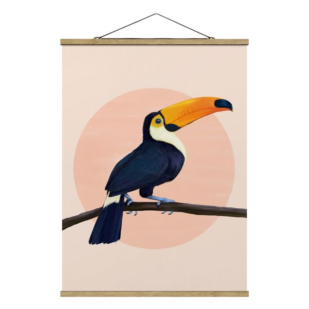 Quadro rosa Illustrazione - Uccello Tucano Pittura Pastello