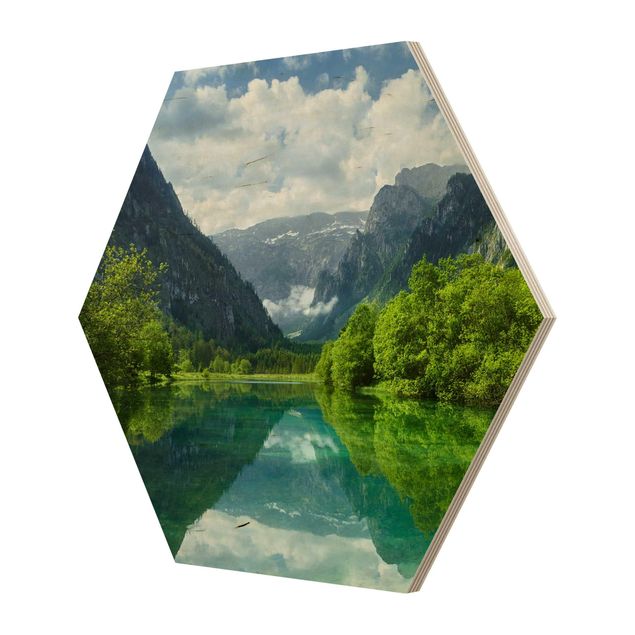 Esagono in legno - Mountain Lake con mirroring
