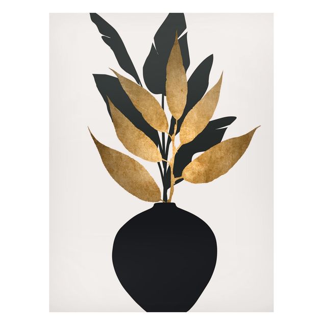 Lavagne magnetiche con fiori Mondo grafico delle piante - Oro e nero