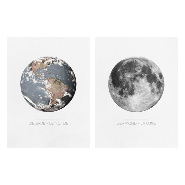 Stampe Moon And Earth