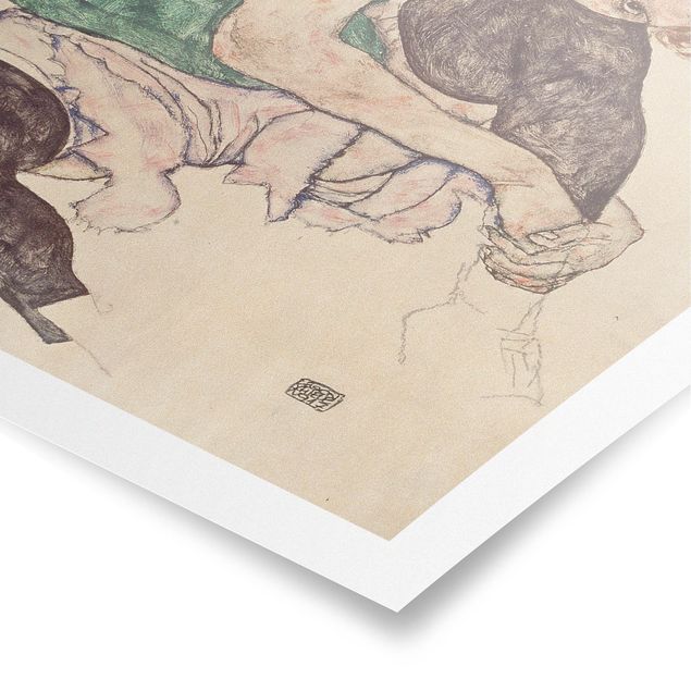 Riproduzione quadri famosi Egon Schiele - Donna seduta con ginocchio alzato