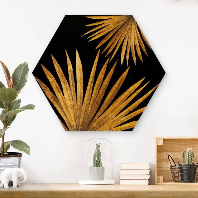 Quadri stampe Oro - Foglia di palma su nero