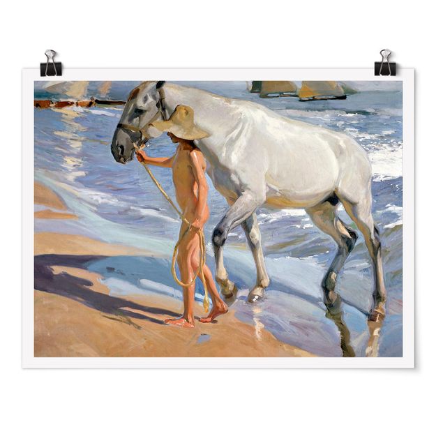 Quadro cavallo Joaquin Sorolla - Il bagno del cavallo