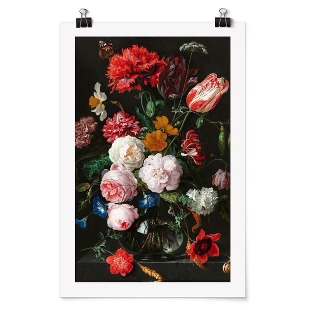 Poster vintage Jan Davidsz De Heem - Natura morta con fiori in un vaso di vetro