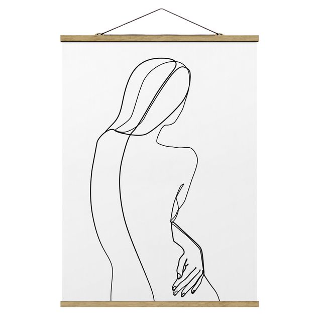 Quadro astratto Line Art - Donna di spalle Bianco e Nero